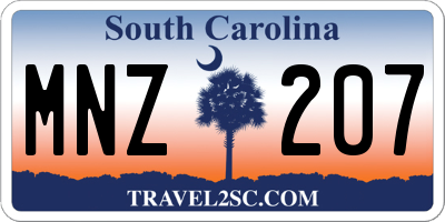 SC license plate MNZ207