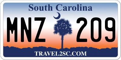 SC license plate MNZ209