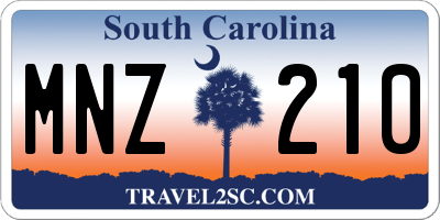 SC license plate MNZ210