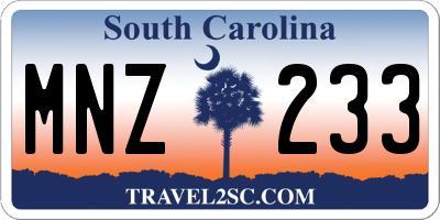 SC license plate MNZ233