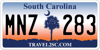 SC license plate MNZ283