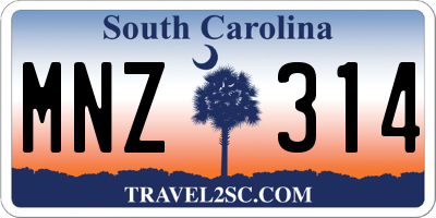 SC license plate MNZ314
