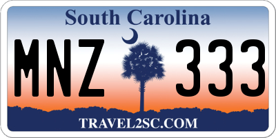 SC license plate MNZ333