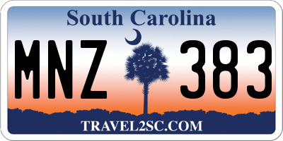 SC license plate MNZ383