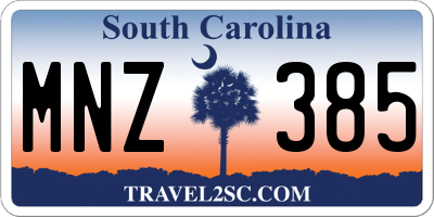 SC license plate MNZ385