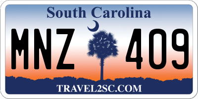 SC license plate MNZ409
