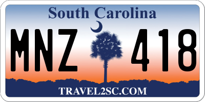 SC license plate MNZ418