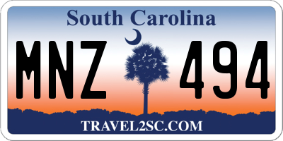 SC license plate MNZ494