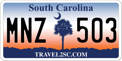 SC license plate MNZ503
