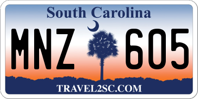 SC license plate MNZ605
