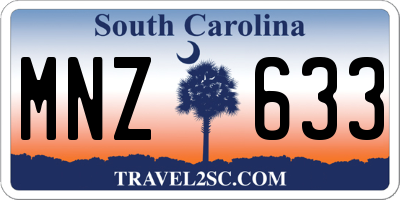 SC license plate MNZ633