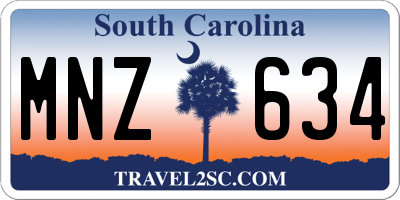 SC license plate MNZ634
