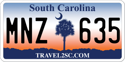 SC license plate MNZ635