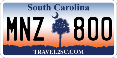 SC license plate MNZ800
