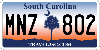 SC license plate MNZ802