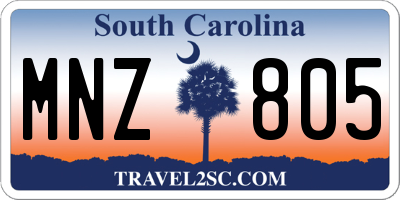 SC license plate MNZ805