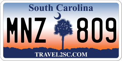 SC license plate MNZ809