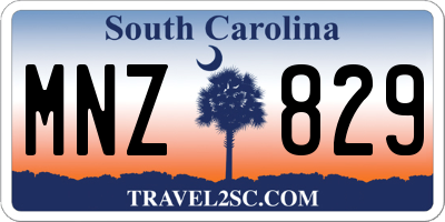 SC license plate MNZ829