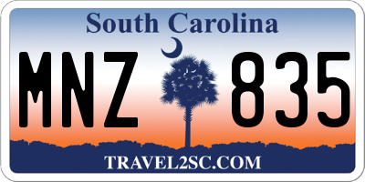 SC license plate MNZ835