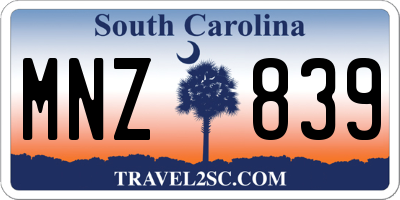 SC license plate MNZ839