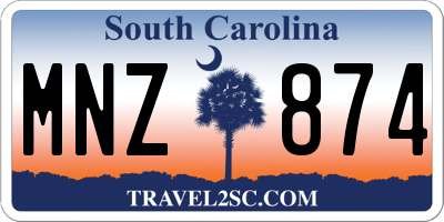 SC license plate MNZ874
