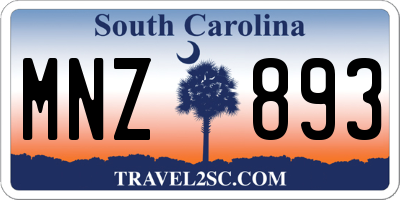 SC license plate MNZ893