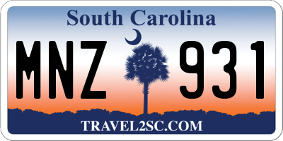 SC license plate MNZ931