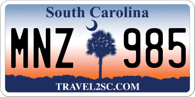 SC license plate MNZ985