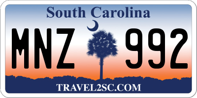 SC license plate MNZ992
