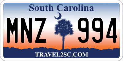 SC license plate MNZ994