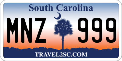 SC license plate MNZ999