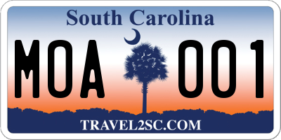 SC license plate MOA001