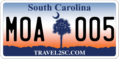 SC license plate MOA005