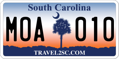 SC license plate MOA010