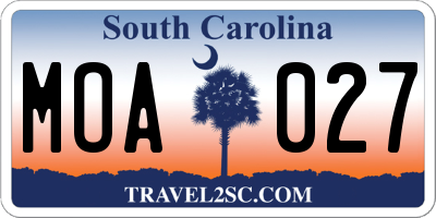 SC license plate MOA027