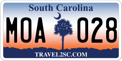 SC license plate MOA028
