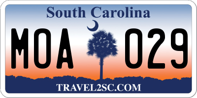 SC license plate MOA029