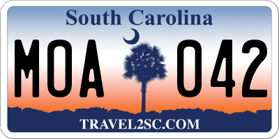 SC license plate MOA042