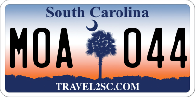 SC license plate MOA044