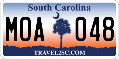 SC license plate MOA048