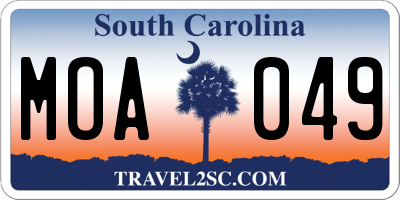 SC license plate MOA049