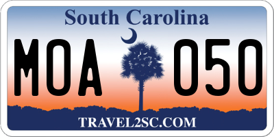 SC license plate MOA050