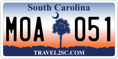 SC license plate MOA051