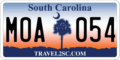 SC license plate MOA054
