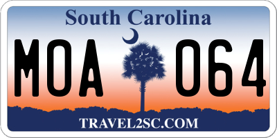 SC license plate MOA064