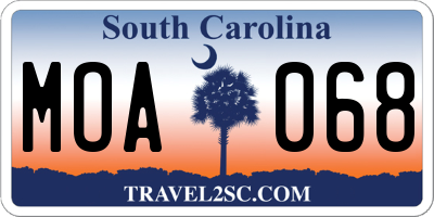 SC license plate MOA068