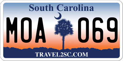 SC license plate MOA069