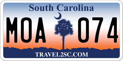 SC license plate MOA074