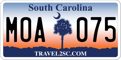 SC license plate MOA075