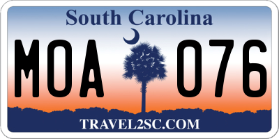 SC license plate MOA076